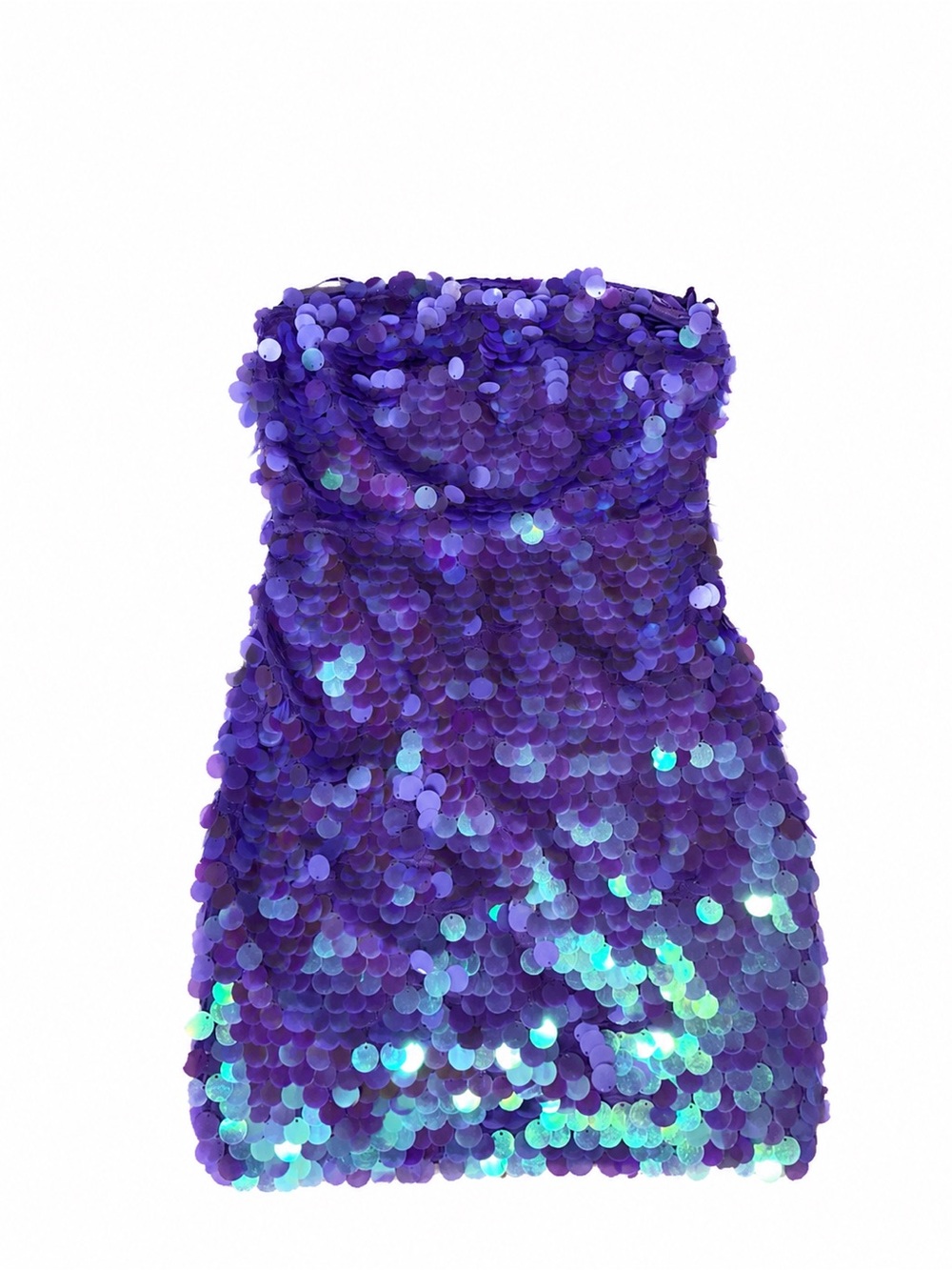 Fashion Nova Purple Sequin Strapless Mini Dress